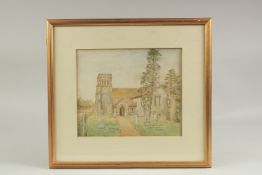 Henry James Sage (1868-1953) Shalford Church, watercolour 9" x 10.5" (23 x 27cm).