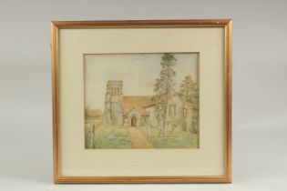 Henry James Sage (1868-1953) Shalford Church, watercolour 9" x 10.5" (23 x 27cm).