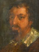 18th Century Continental School. A head and shoulders portrait of a male figure, oil on canvas. 15.
