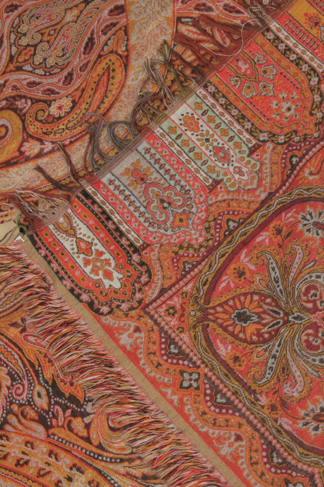 A PAISLEY DESIGN EMBROIDERED BEDSPREAD. 8ft 2ins x 4ft 8ins. - Image 3 of 3