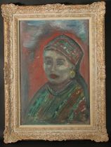 Second half of the 20th Century, A portrait of a lady wearing eastern dress, oil on board, 24" x