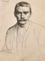 William Strang (1859-1921), a self portrait of the artist, Circa 1995, etching, inscribed 'Painted