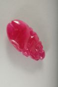 A SUPERB CHINESE CARVED PINK TOURMALINE 3ins long.