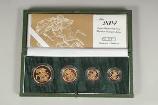 THE ROYAL MINT. 2004, UNITED KINGDOM GOLD PROOF FOUR COIN SOVEREIGN COLLECTION. Cerificate 1591. £