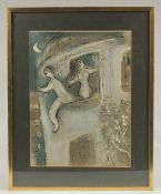 After Marc Chagall. David Saved by Michael, lithograph, published by Mourlot. 13" x 10" (33 x