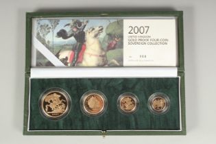 THE ROYAL MINT. 2007, UNITED KINGDOM GOLD PROOF FOUR COIN SOVEREIGN COLLECTION. Certificate No.