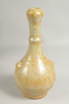 A CHINESE CRACKLE GLAZED VASE. 16ins high.