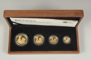 THE ROYAL MINT. 2009 BRITANNIA FOUR COIN GOLD PROOF SET, NO. 0005. £100.00, £50.00, £25.00, £10.