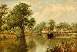 Thomas Spinks (1847-1927) British, a pair of oil on canvas scenes probably upper Thames views,