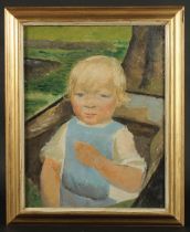Mid 20th Century. A head and shoulders study of a blonde child, oil on canvas. 18" x 14" (46 x
