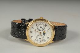 A SUPERB 18CT GOLD AUDEMARS PIGUET MOON DIAL WRIST WATCH will leather strap. No. 18357, Automatic,