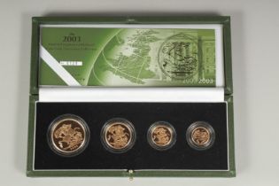 THE ROYAL MINT. 2003, UNITED KINGDOM GOLD PROOF FOUR COIN SOVEREIGN COLLECTION. Cerificate 0123. £