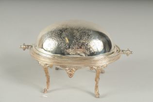 A SILVER PLATED OVAL TUREEN.