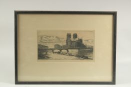 Charles Meryon (1821-1868) French. A view of Notre Dame de Paris, engraving. 6" x 11.25" (15 x 28.