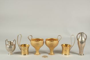 FOUR GOOD PIECES OF SILVER GILT LALAOUNIS and two silver LALAOUNIS pieces (6)>