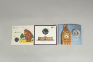 THE ROYAL MINT: THE GRUFFALO, UK 50p on a card. BIG BEN.2015, UK £100.00 FINE SILVER COIN on a card.