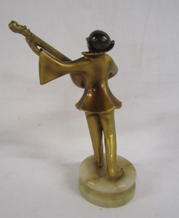 Art Deco painted bronze figure of a minstrel approx. 24cm tall - Image 3 of 5