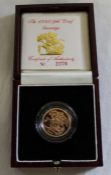 1995 gold proof sovereign no. 1558 in original box with certificate of authenticity