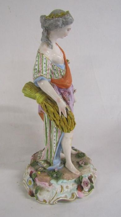 Meissen figure representing harvest with child approx. 40cm, bearing crossed swords mark to base - Image 4 of 11