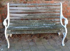 Garden bench with cast metal ends L126cm