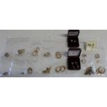 Quantity of earrings marked 375 / 9ct and quantity of yellow metal earrings