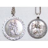 2 silver St Christopher pendants on chains