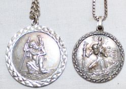 2 silver St Christopher pendants on chains