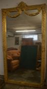 Large gilt framed mirror with hanging swags, approx. 230cm H x 118cm W