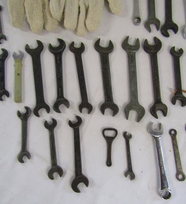 Collection of spanners King Dick, Eagle brand, Austin etc and some log burner gloves - Image 3 of 5