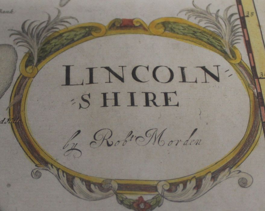 2 framed hand coloured maps of Lincolnshire - William Kip / Christopher Saxton "Lincolniae Comitatus - Image 3 of 6