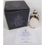 Royal Crown Derby Endangered Species Galapagos penguin with certificate No. 987 of 1000 commissioned