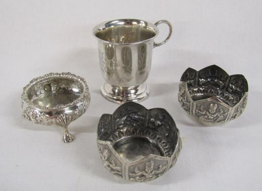 Daniel & John Wellby 1894 London silver small footed dish - F H Adams & Co 1929 small monogramed '