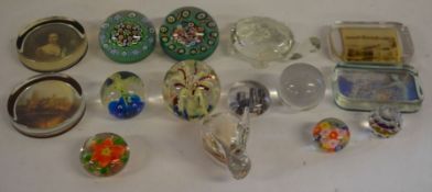 Collection of paperweights including millefiori