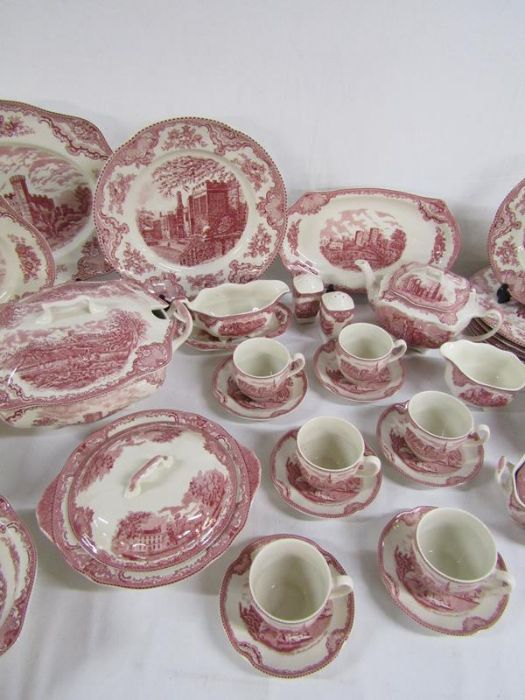 Johnson Bros 'Old Britain Castle' pink and cream dinner service includes tureen, serving plates, - Image 3 of 4