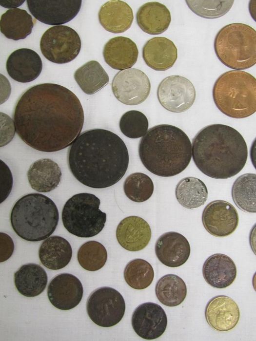Large collection of coins includes cart wheel penny, Churchill, 3 pence, six pence, English and - Image 9 of 10