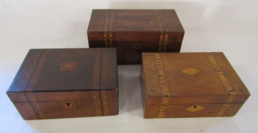 3 inlaid boxes - largest approx. 30cm x 15.5cm x 13.5cm - Image 2 of 3