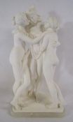 Parian ware Three Graces on a marble base - approx. 57cm tall