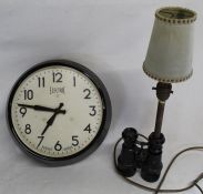 Newgate wall clock with quartz mechanism & binoculars table lamp