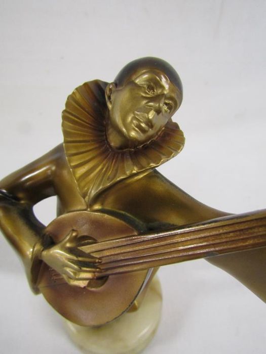 Art Deco painted bronze figure of a minstrel approx. 24cm tall - Image 5 of 5