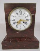 Robert Robin Paris Rouge Palais Royale 99 griotte marble mantel clock - approx. 33cm x 28.5cm x 17.