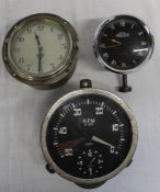 Vintage Jaeger & Smiths car clocks and Smiths speedometer,