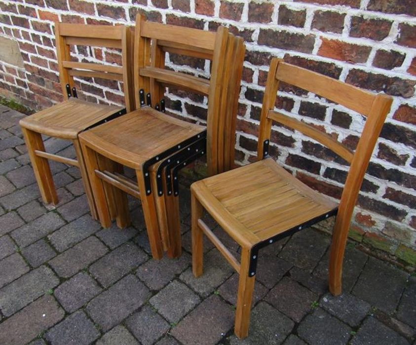 7 light wood children's school stacking chairs - Image 2 of 2