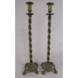 Pair of brass candlesticks approx. 55cm tall