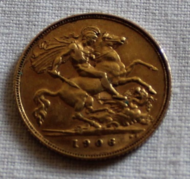 Edward VII 1906 gold half sovereign - Image 2 of 2