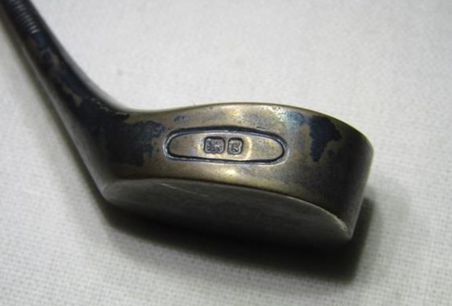 Levi & Salaman Birmingham 1905 silver hat pin stand with hat pins includes a silver golf club J.W - Image 6 of 6