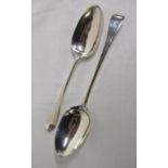 1798 silver serving spoon engraved with K and one other marks indistinguishable engraved DWM to rear