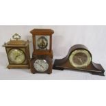 Woodford Franz Hermle Nelson mantel clock and 3 battery mantel clocks