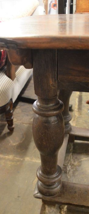 18th century oak table on turned legs L124cm W 78cm Ht 68cm - Image 2 of 2