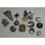 Silver cigar cutter London PH Vogel 1962, silver Royal Mint 1938 ARP badge, other pin badges