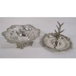 London 1892 silver bon bon dish and Henry Matthews? 1908? Birmingham silver ring tree - total weight